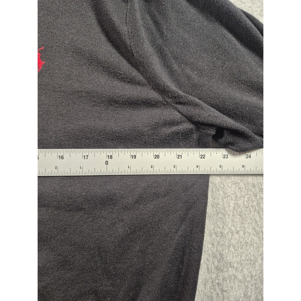 Polo Ralph Lauren Mens Black V Neck Pima Cotton Sweater XL Red Pony Logo - Picture 5 of 5